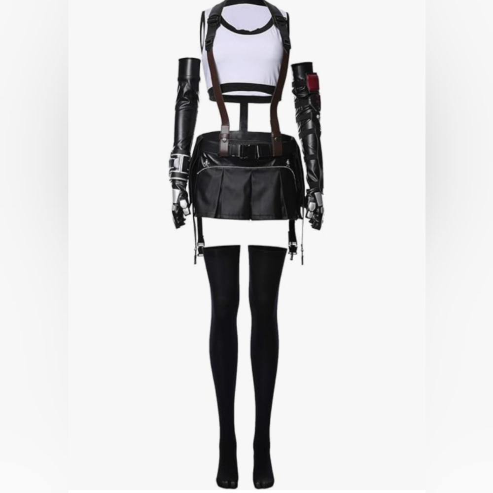 Dynso Womens Tifa Lockhart Cosplay Costume Halloween Remake FF7 Cosplay Full Set